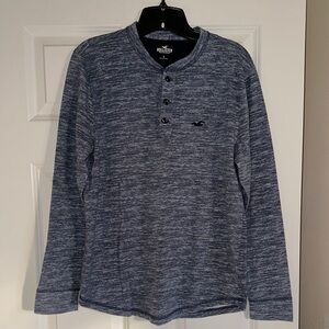 Hollister Blue Long Sleeve Henley Shirt